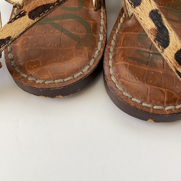 SAM EDELMAN GARLAND Leopard Leather Sandals s8 - Picture 7 of 10